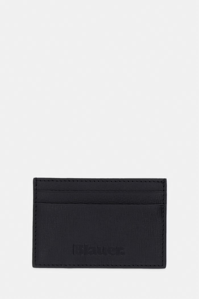 Blauer card-holder pentru bărbați, din piele negru CLIPCASE01