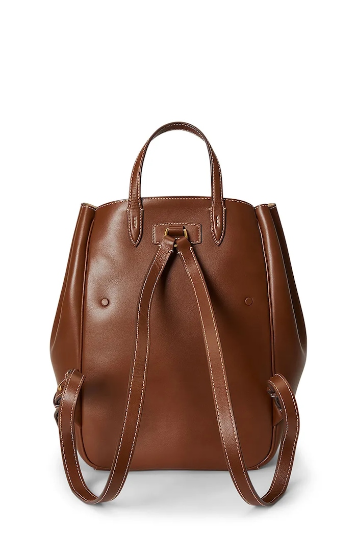 Polo Ralph Lauren rucsac pentru femei din piele 428P01429 maro SS26