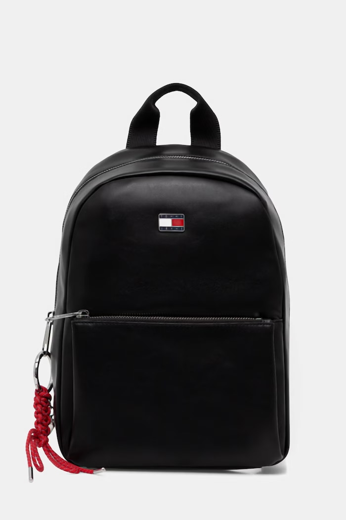 Tommy Jeans σακίδιο πόλης γυναικείο από απομίμηση δέρματος μαύρο AW0AW18579
