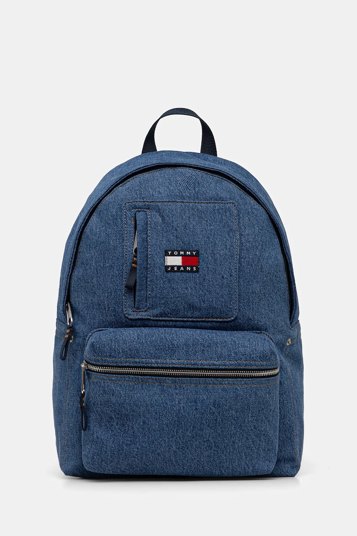 Ruksak od trapera Tommy Jeans odgovara formatu A4 plava AM0AM14052