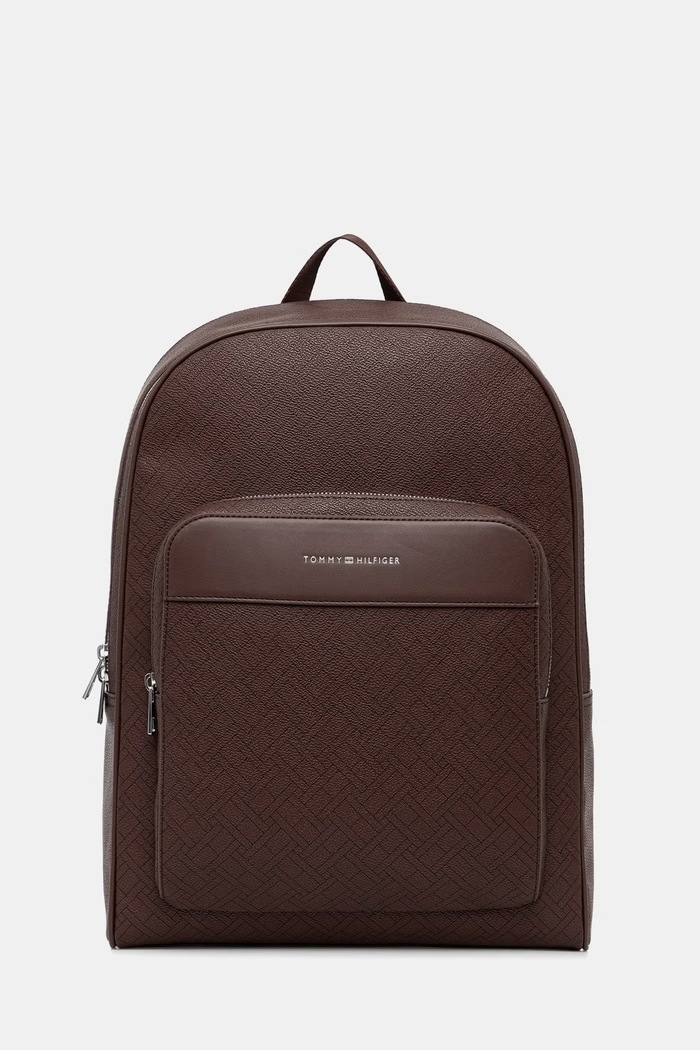 Tommy Hilfiger σακίδιο πόλης ανδρικό από απομίμηση δέρματος καφέ AM0AM14137