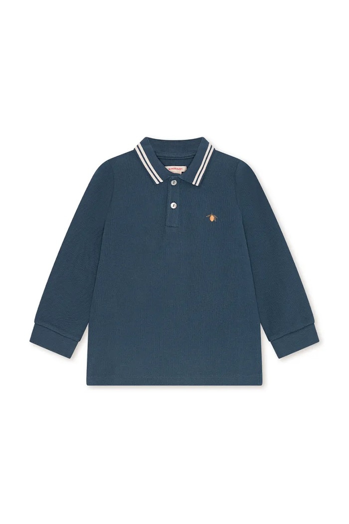 Konges Sløjd longsleeve bawełniany dziecięcy FLORIAN LS POLO GOTS aplikacja granatowy KS104511.PreSpring