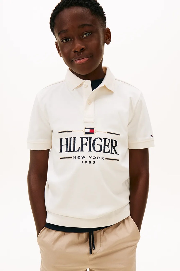 Tommy Hilfiger gyerek pamut póló gombolós fehér KB0KB10359.128.176.PPY2