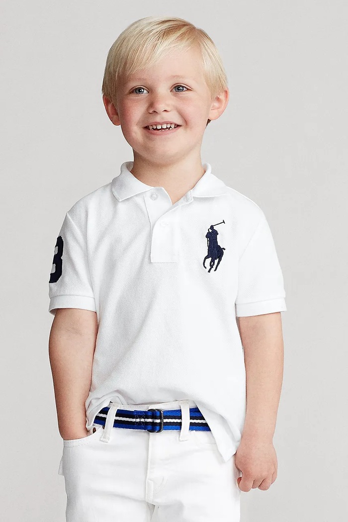 Polo Ralph Lauren tricouri polo din bumbac pentru copii fixat alb 322670257006