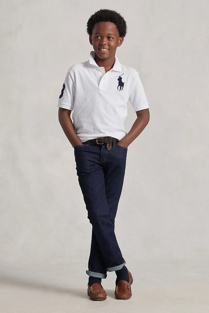 Detská bavlnená polokošeľa Polo Ralph Lauren biela 323670257006