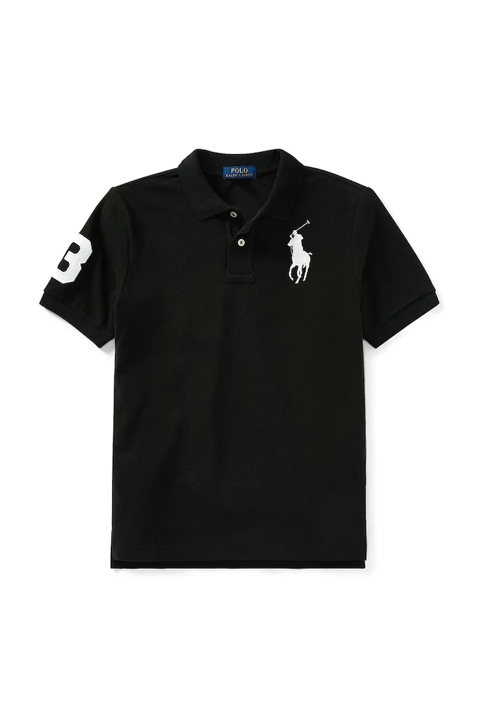 Polo Ralph Lauren tricouri polo din bumbac pentru copii fixat negru 323670257015