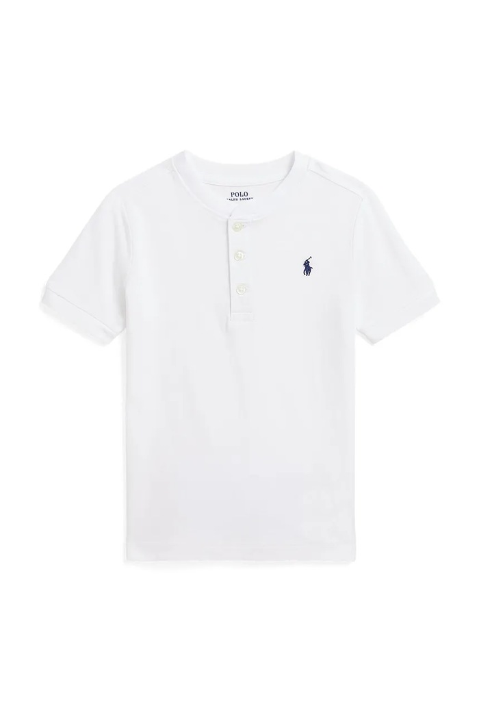 Detská bavlnená polokošeľa Polo Ralph Lauren nášivka biela 322925323005
