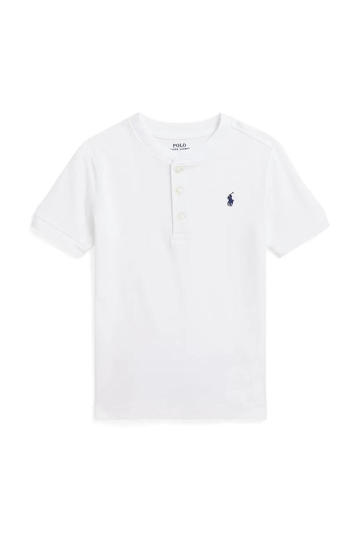 Detská bavlnená polokošeľa Polo Ralph Lauren nášivka biela 322925323005