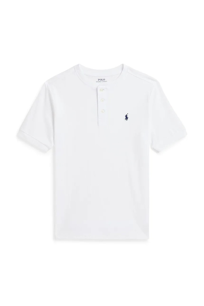 Detská bavlnená polokošeľa Polo Ralph Lauren nášivka biela 323925323005