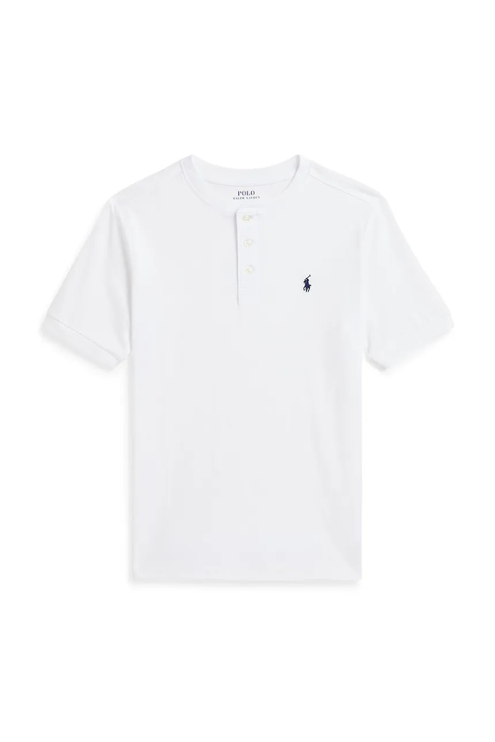 Detská bavlnená polokošeľa Polo Ralph Lauren nášivka biela 323925323005