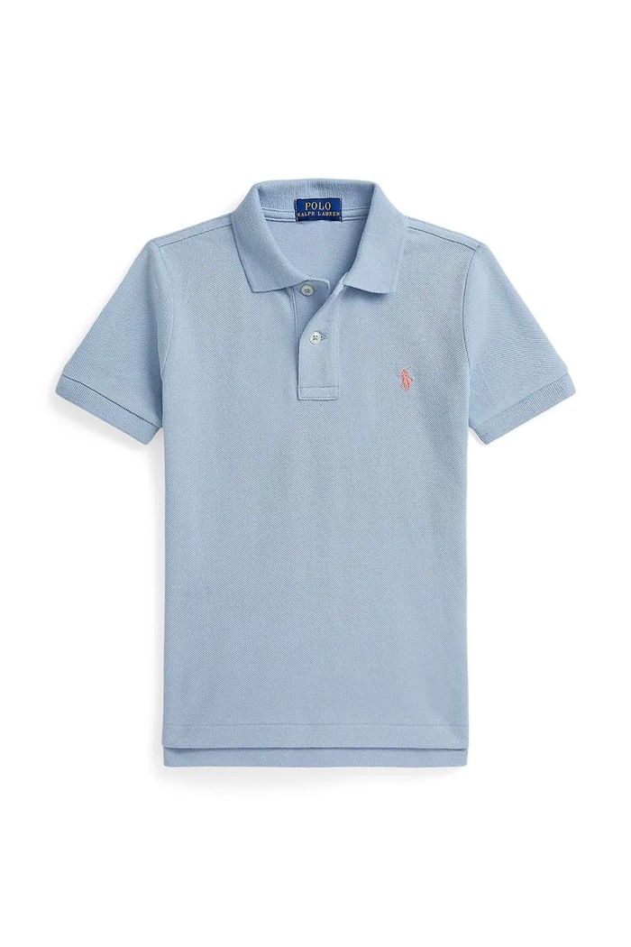Detská bavlnená polokošeľa Polo Ralph Lauren bavlna modrá 322703632509
