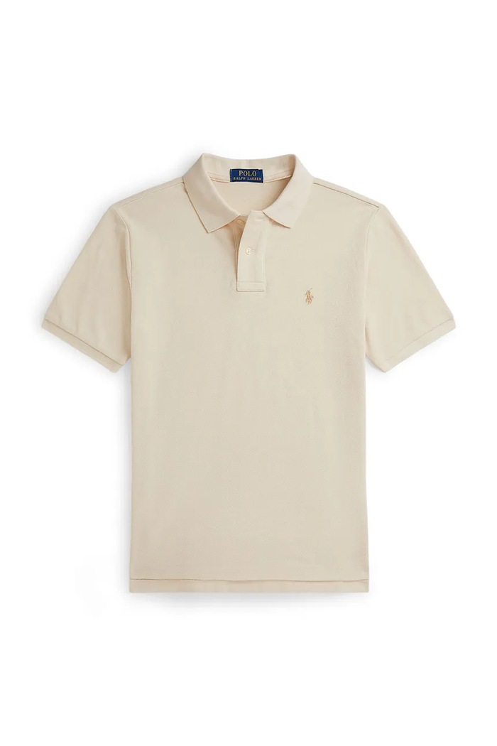 Detská bavlnená polokošeľa Polo Ralph Lauren bavlna béžová 323703632507