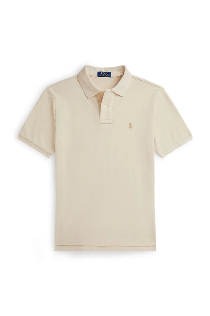 Detská bavlnená polokošeľa Polo Ralph Lauren bavlna béžová 323703632507