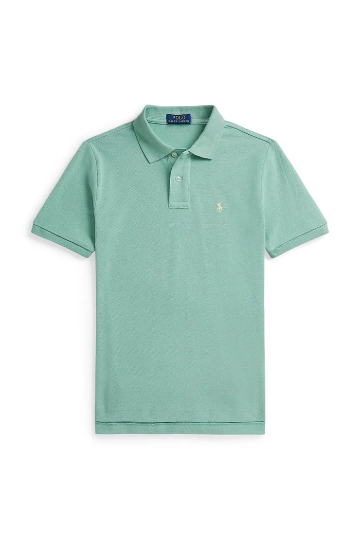 Detská bavlnená polokošeľa Polo Ralph Lauren bavlna tyrkysová 323703632508