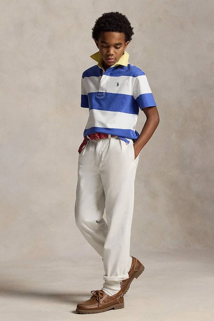 Detská bavlnená polokošeľa Polo Ralph Lauren modrá 323A12250004