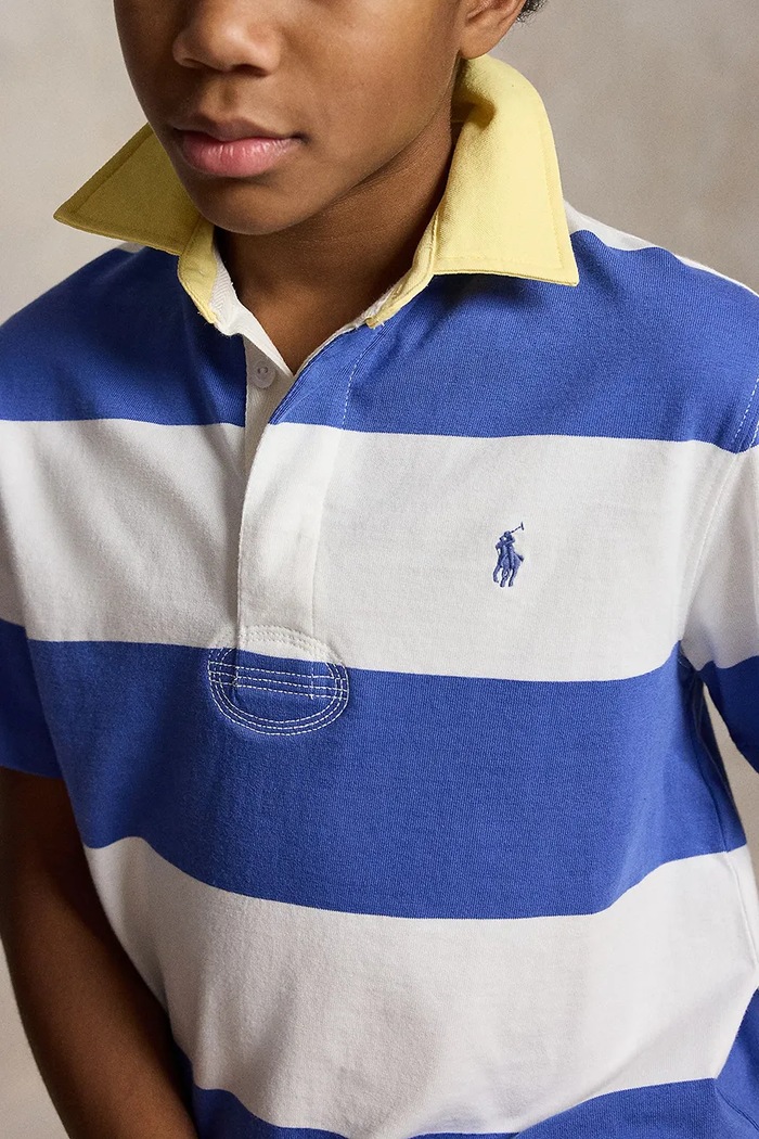 Detská bavlnená polokošeľa Polo Ralph Lauren 323A12250004 modrá