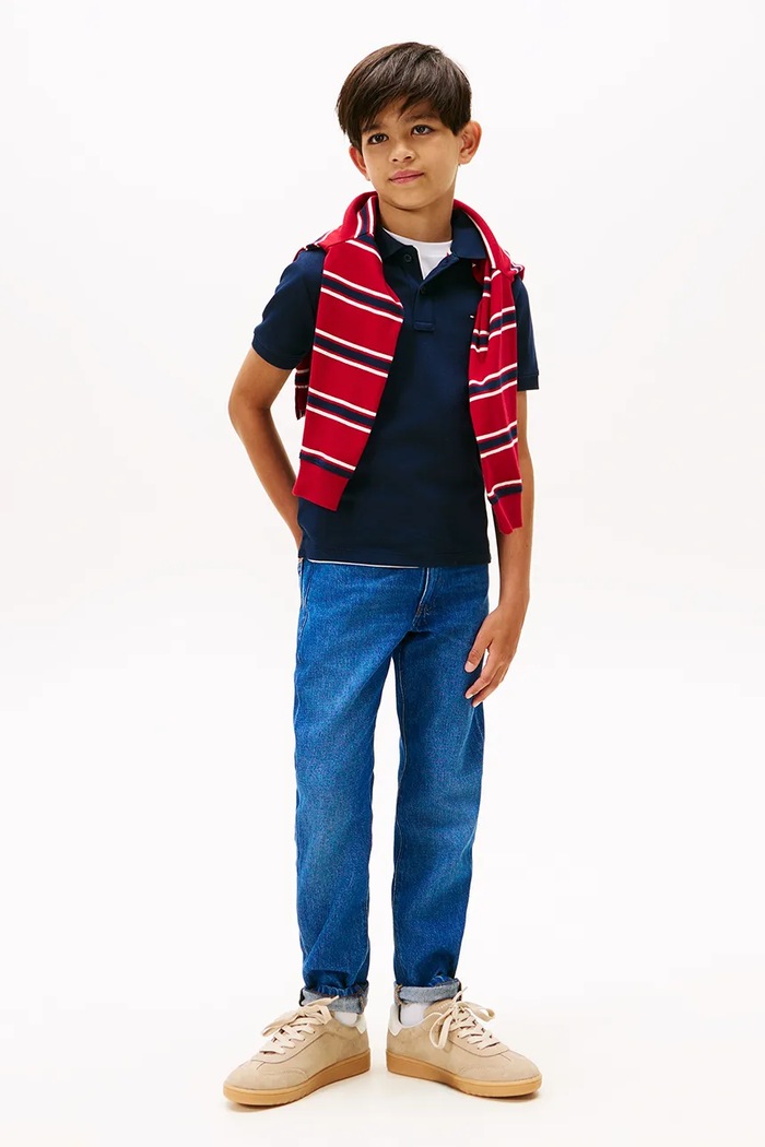 CHLAPEC Tommy Hilfiger Polo dětské bavlněné KB0KB10007.128.176.PPY2 námořnická modř