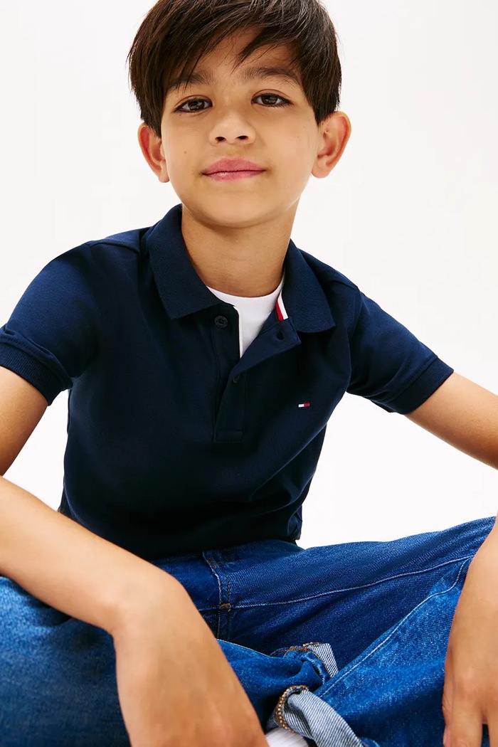 Polo dětské bavlněné Tommy Hilfiger námořnická modř KB0KB10007.128.176.PPY2