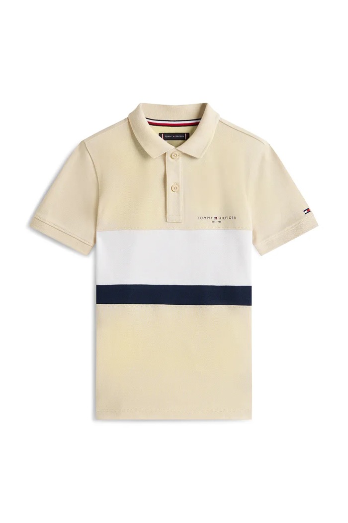 Tommy Hilfiger polo tričko detské bavlnené KB0KB10383.128.176.PPY2 béžová SS26
