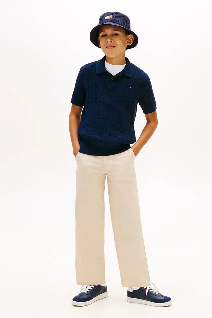 Băieți Tommy Hilfiger polo pentru copii, din bumbac KB0KB10251.128.176.PPY2 bleumarin