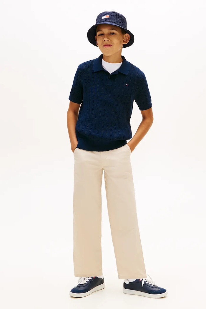 Băieți Tommy Hilfiger polo pentru copii, din bumbac KB0KB10251.128.176.PPY2 bleumarin