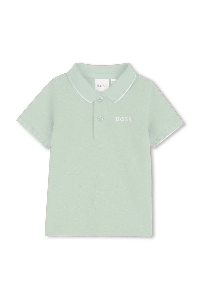 Detská bavlnená polokošeľa BOSS bavlna tyrkysová J52713.74.81