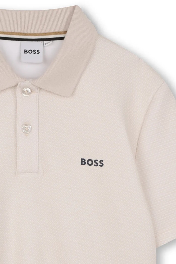 Chlapec Detská bavlnená polokošeľa BOSS J52961.102.108 béžová