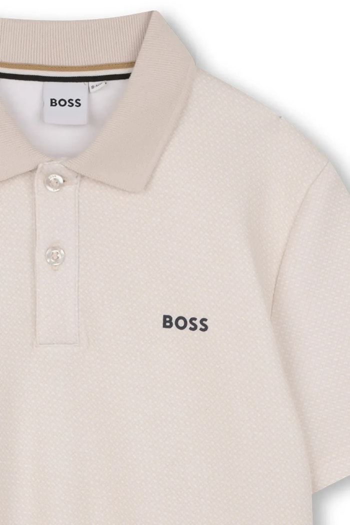 Chlapec Detská bavlnená polokošeľa BOSS J52961.114.150 béžová