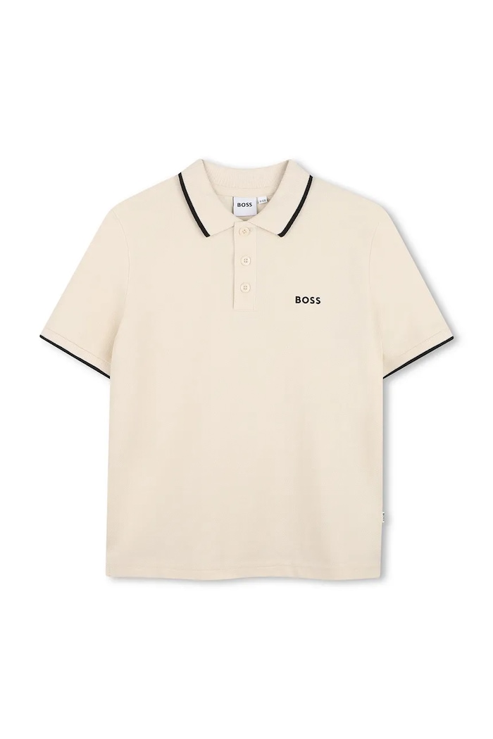 Bavlnené polo tričko BOSS nášivka béžová J53169.102.108