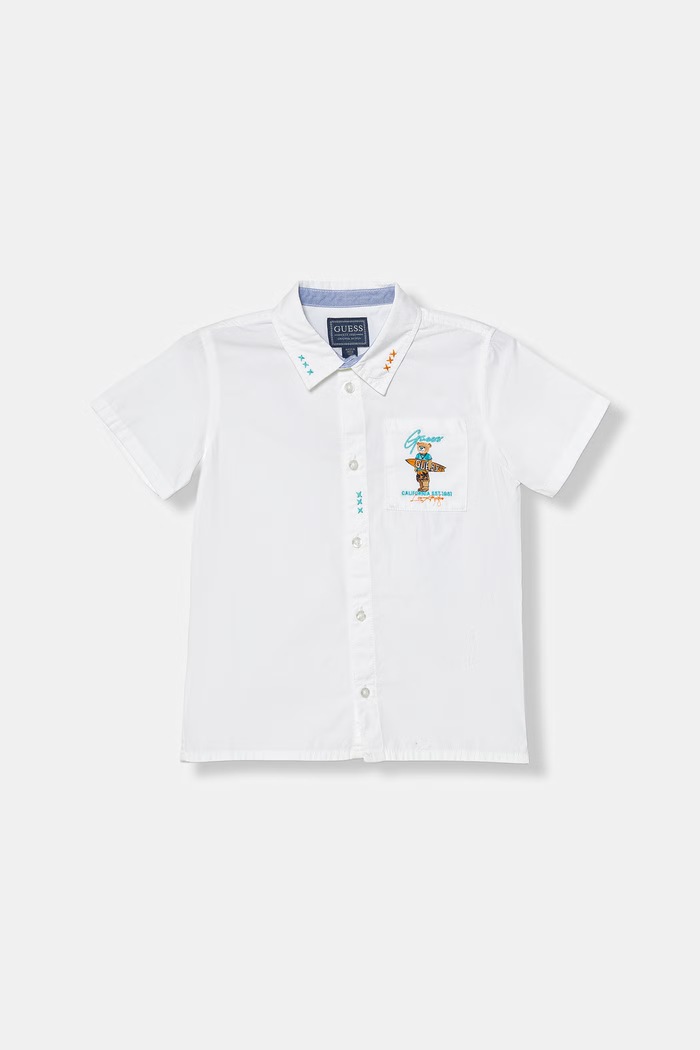 Guess košeľa detská bavlnená biela N6GH04.WBHQ1.PPY2.M
