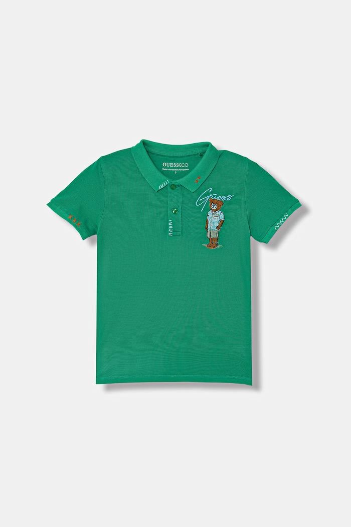 Guess polo tričko detské bavlnené zelená N6GP01.K9WF4.PPY2.M