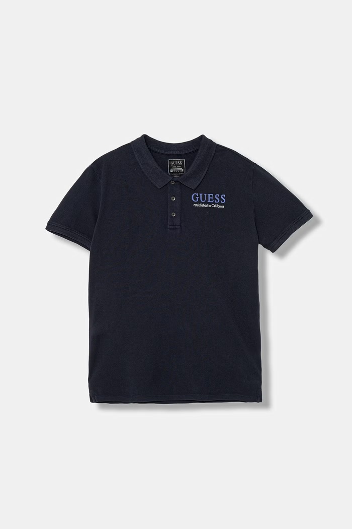 Guess polo bawełniane dziecięce nadruk granatowy L6GP01.K9WF4.PPY2.M