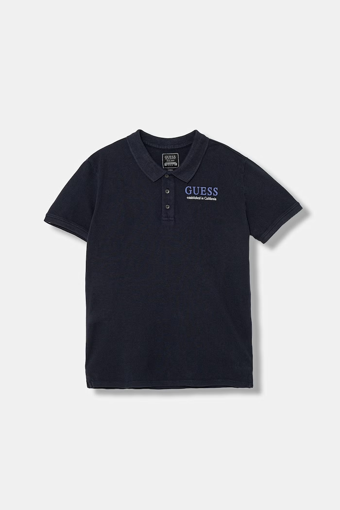 Guess polo bawełniane dziecięce nadruk granatowy L6GP01.K9WF4.PPY2.M