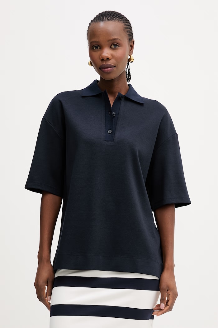 Polo tričko MM by MaxMara ABETAIA relaxed tmavomodrá 2616951017600