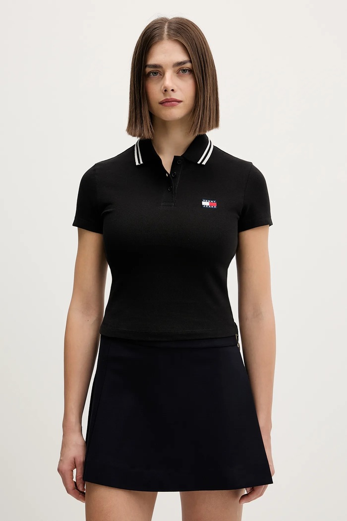 Tommy Jeans tricou polo uni negru DW0DW21932