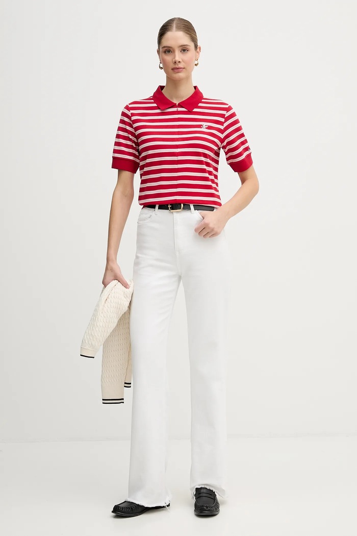 Тениска с яка Tommy Hilfiger WW0WW47853 червен SS26