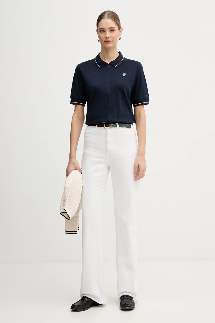 Πόλο Tommy Hilfiger WW0WW47853 σκούρο μπλε SS26