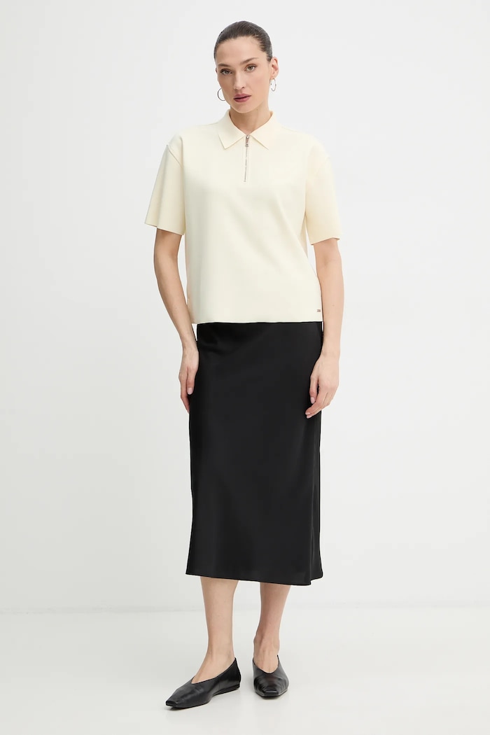 Πόλο Calvin Klein LV044E241G μπεζ SS26