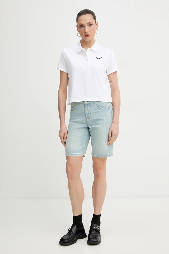 Pamučna polo majica ZADIG&VOLTAIRE JWTS02792 bijela SS26