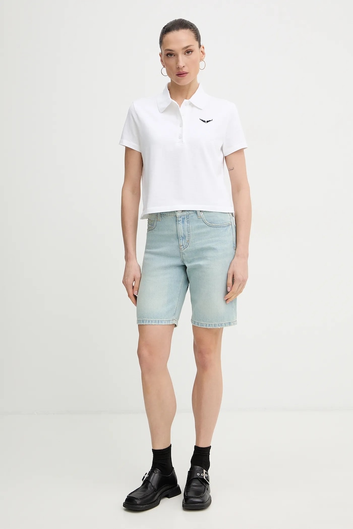 Pamučna polo majica ZADIG&VOLTAIRE JWTS02792 bijela SS26
