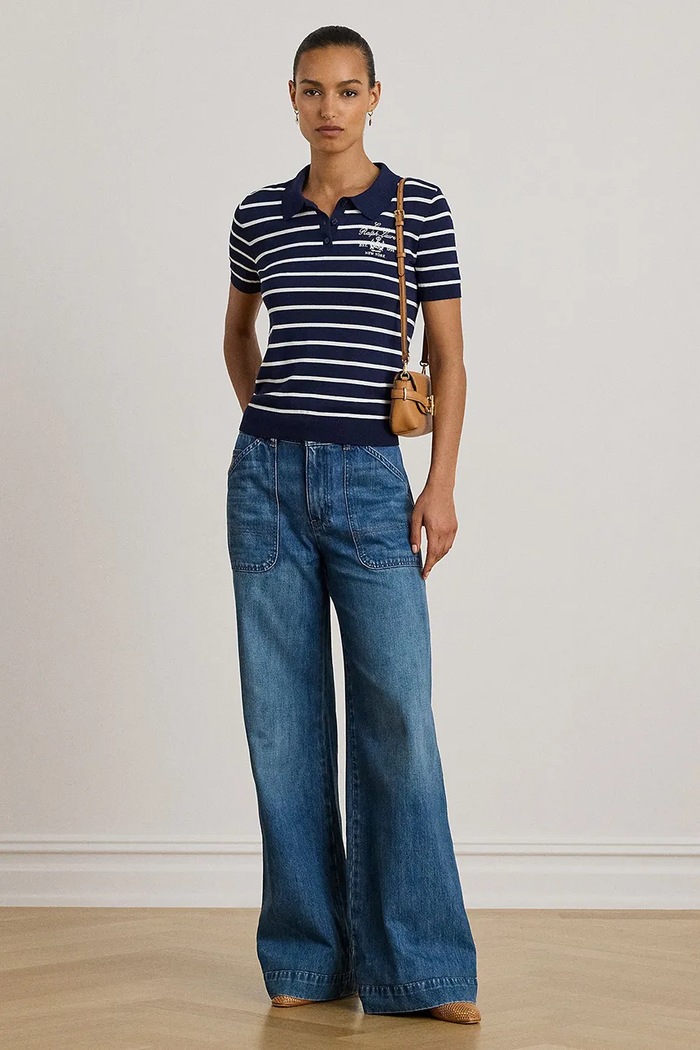 Oblečení Polo tričko Lauren Ralph Lauren 200P03506 námořnická modř