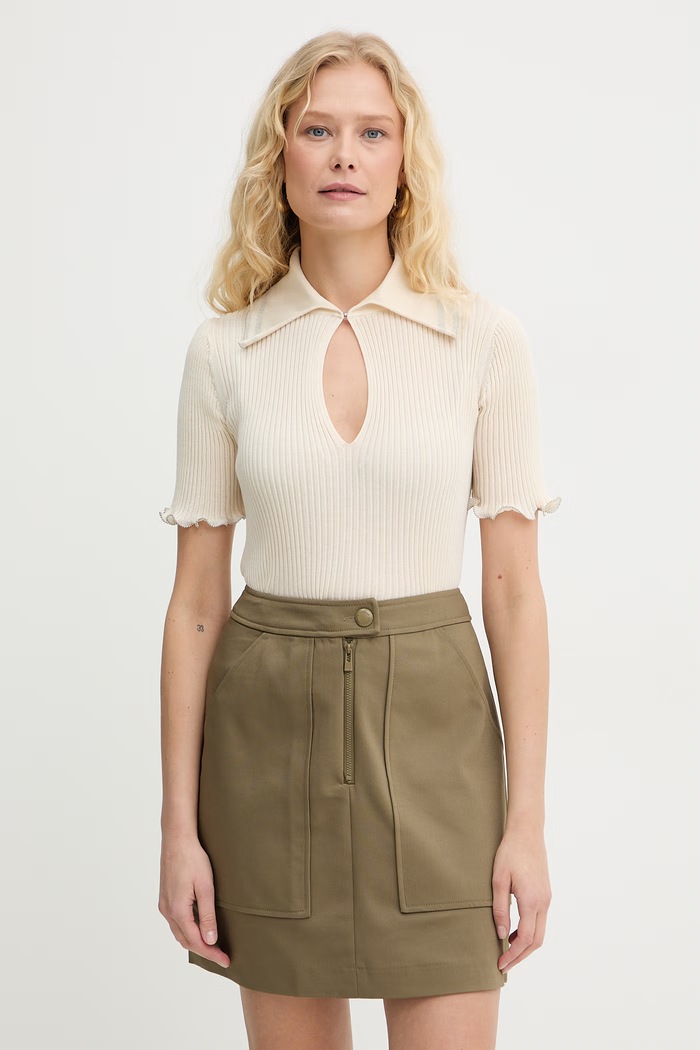Pinko tričko dámske s bavlnou béžová 106287.A343
