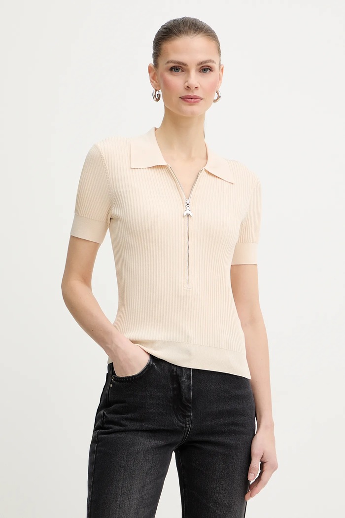 Polo tričko Patrizia Pepe slim béžová 8K0388.K300