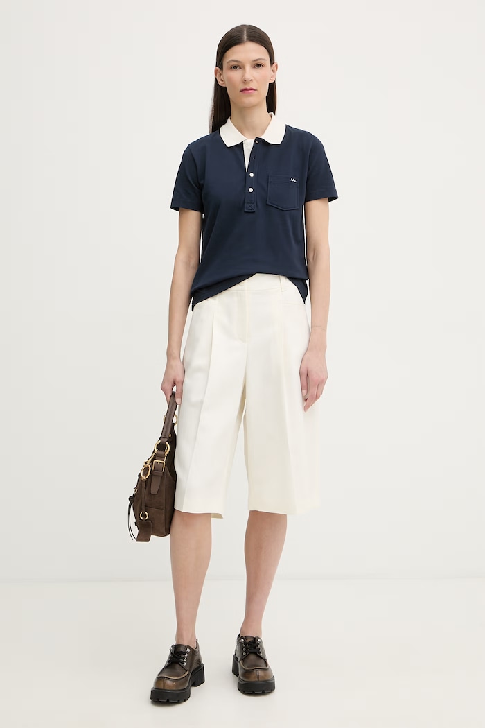A.P.C. polo pentru femei, din bumbac COGWZ.F26587 bleumarin SS26