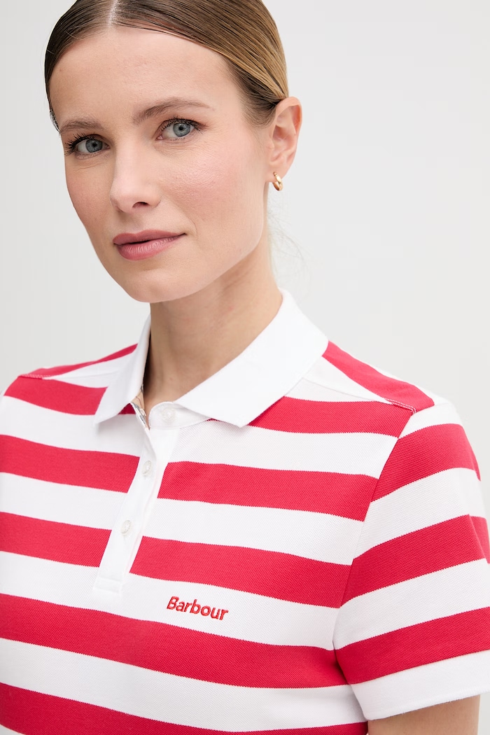 Barbour polo majica ženska bombažna Ashbourne rdeča LML0887