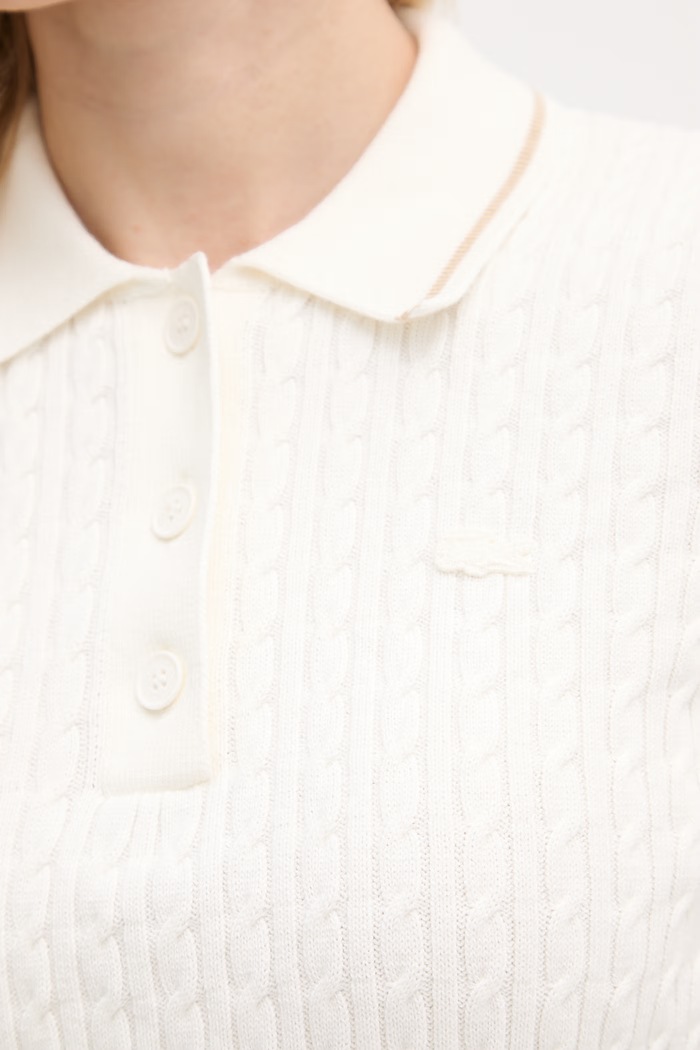 Lacoste pletena polo majica s pamukom za žene AF0972 bež