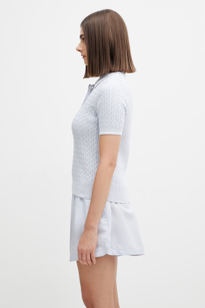 Lacoste svetrové polo s bavlnou dámské AF0972 modrá SS26