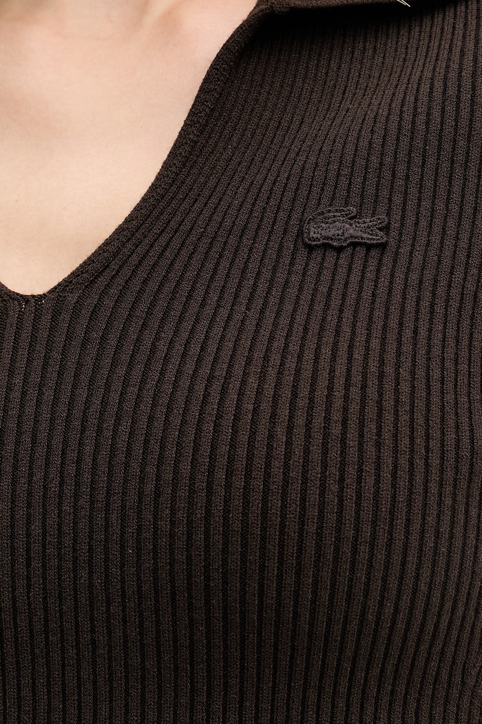 Lacoste kratka majica ženska z viskozo AF9874 rjava