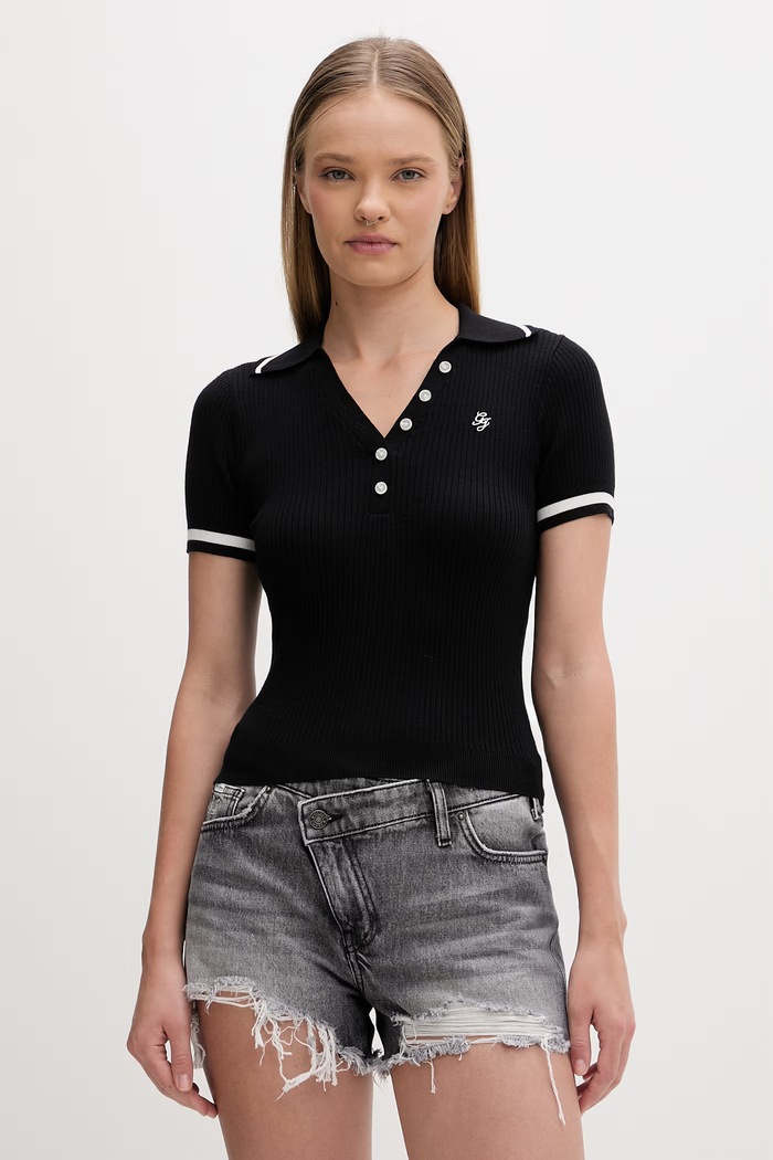 Guess Jeans dámske polo tričko čierna W6GRZ1.Z3P32