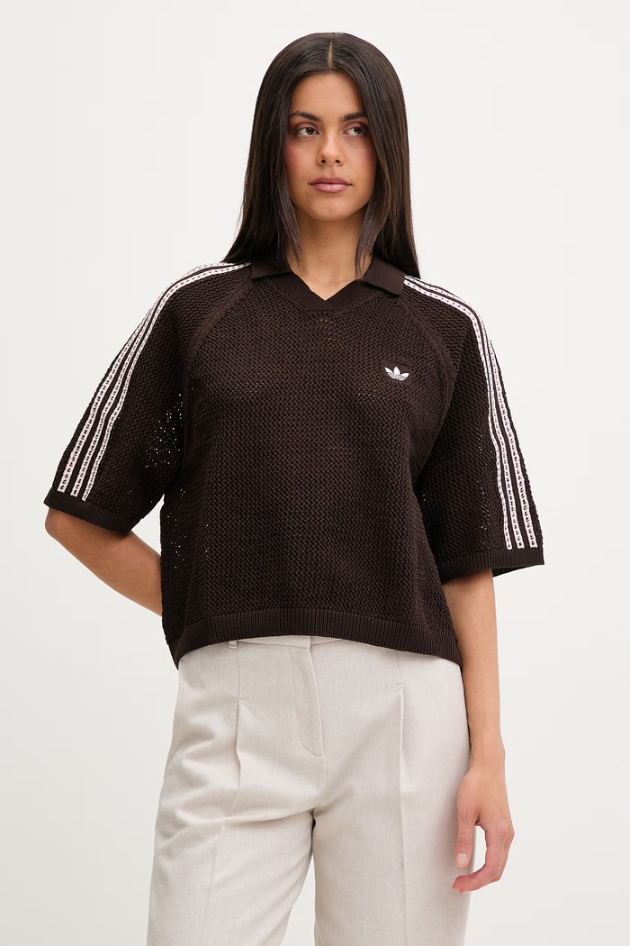 adidas Originals polo tricotat pentru femei maro KE0198